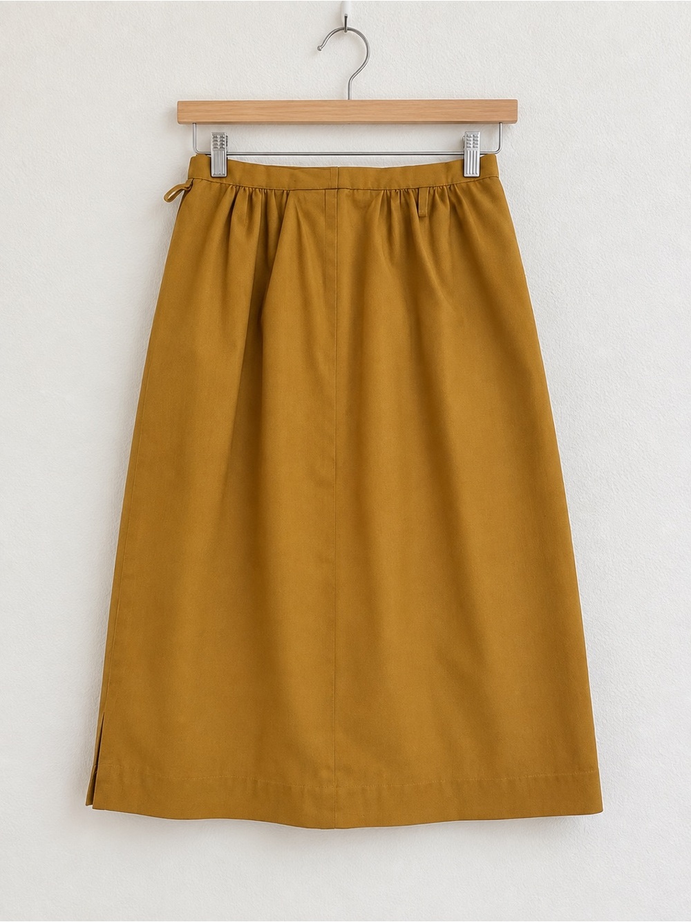 Vintage 1970s Handmade Mustard Gold Midi Skirt High Waist Retro Small